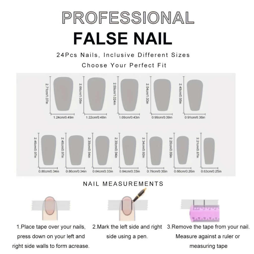 24pcs Luxurious Black French Tip - Full Cover Medium Coffin - Glossy Nude Pinkish - Rhinestone Chain Design - 3D Bow Accents.