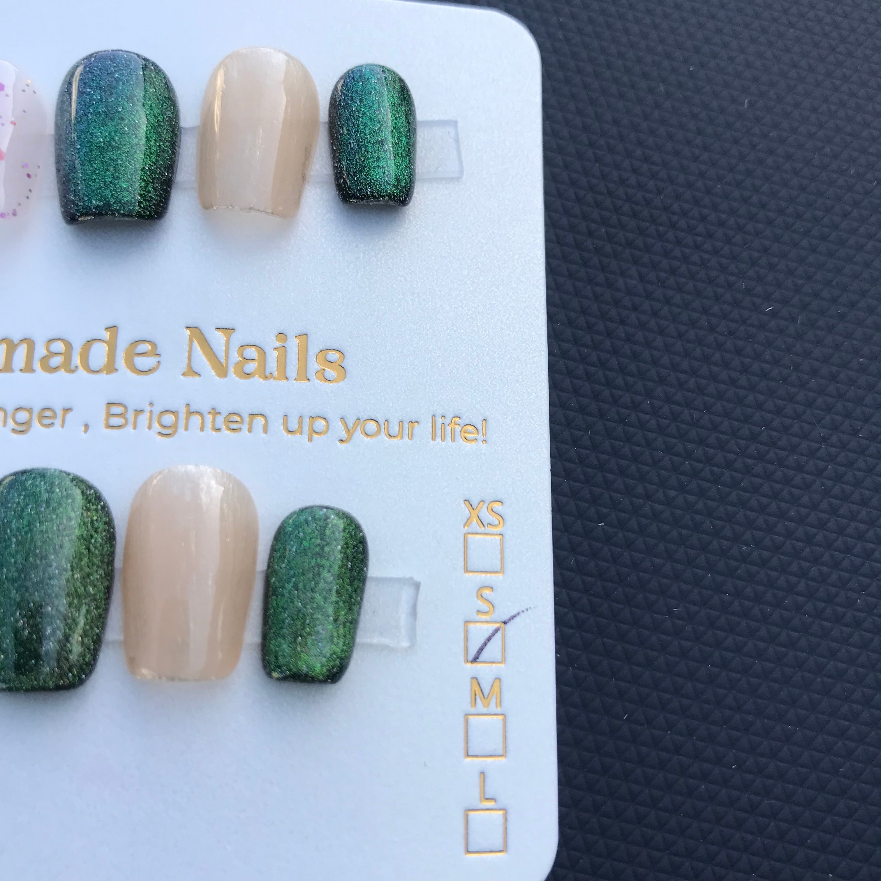 Green and purple gradient press on nails