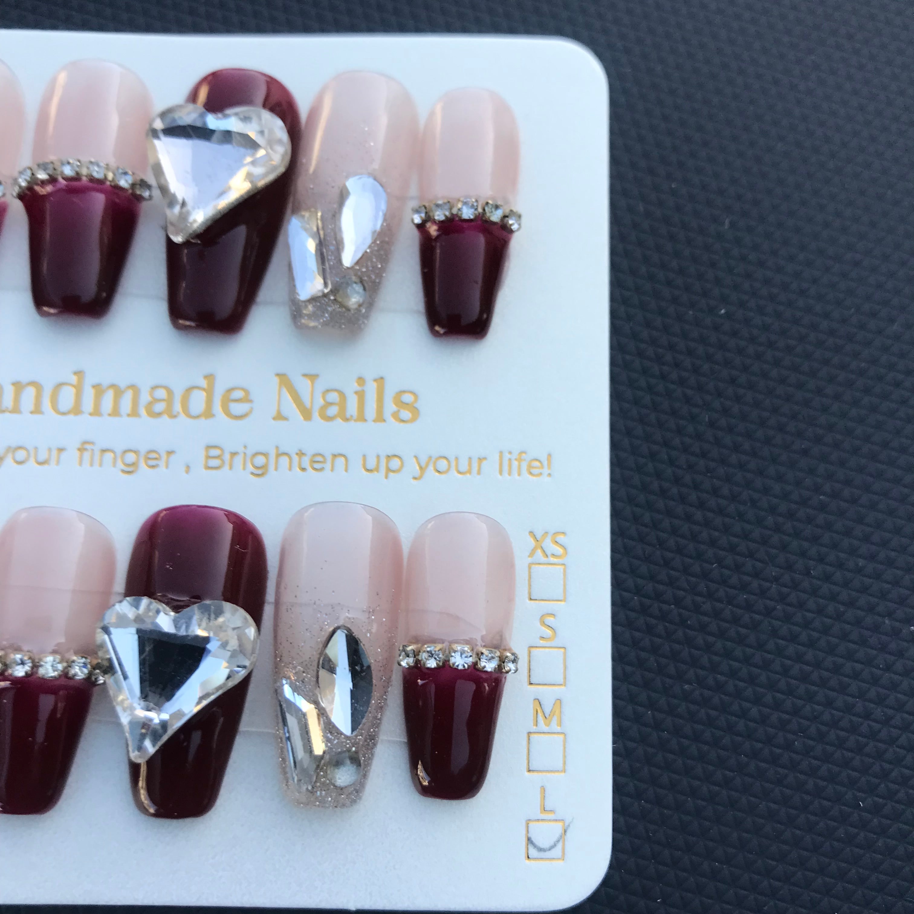 Red and silver valentine press on nails