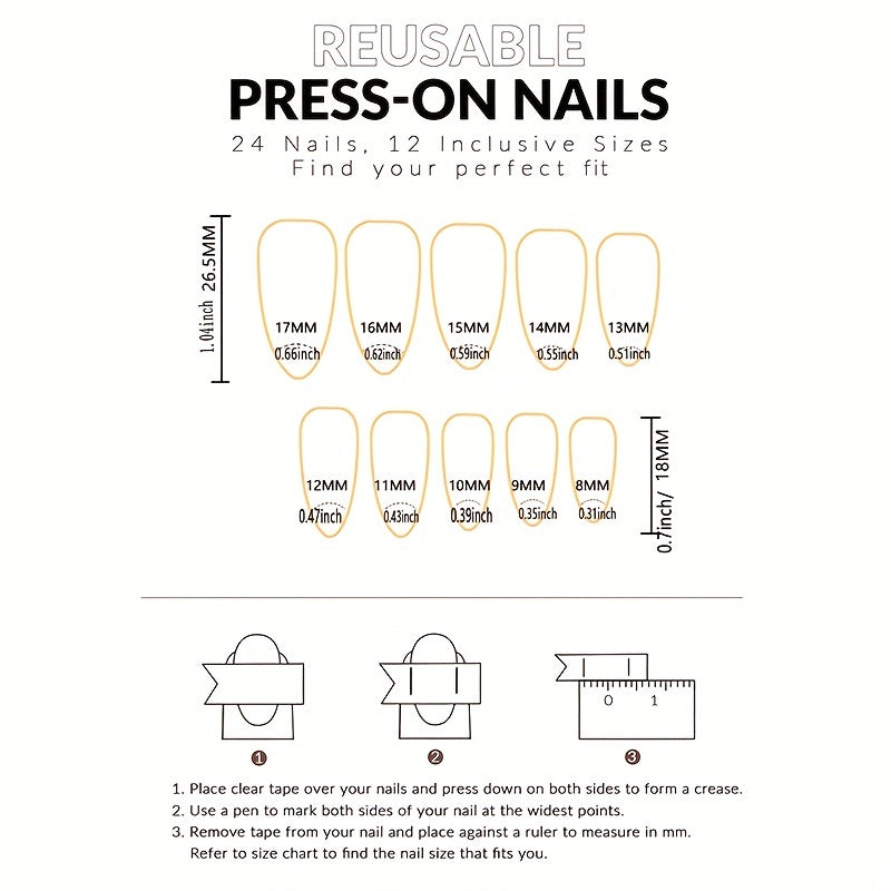 Dark Red & Black Flame Long Almond Shape Press-On Nails | Glossy Finish with Golden Glitter Accents.