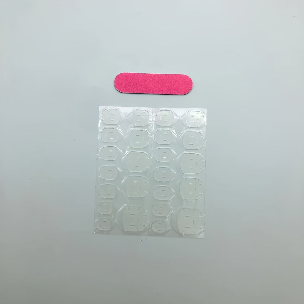 24pcs Luxurious Black French Tip - Full Cover Medium Coffin - Glossy Nude Pinkish - Rhinestone Chain Design - 3D Bow Accents.